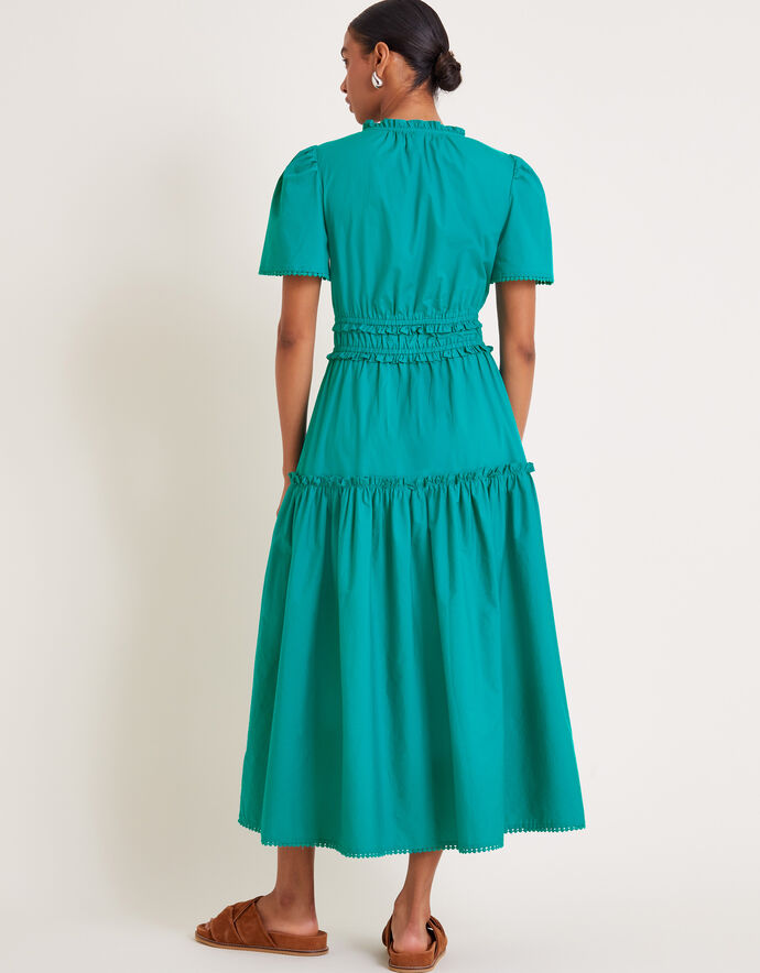 Off Shoulder Midi Frill Dress - Teal size 32,44 - shoot samples