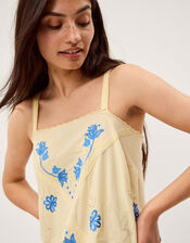 Sophie Embroidered Midi Cami Dress, Yellow (YELLOW), large