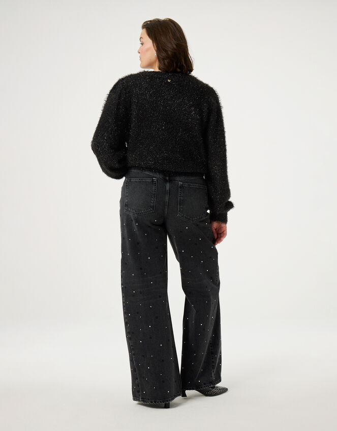 Fabienne Chapot Metallic Fluffy Cardigan, Black (BLACK), large