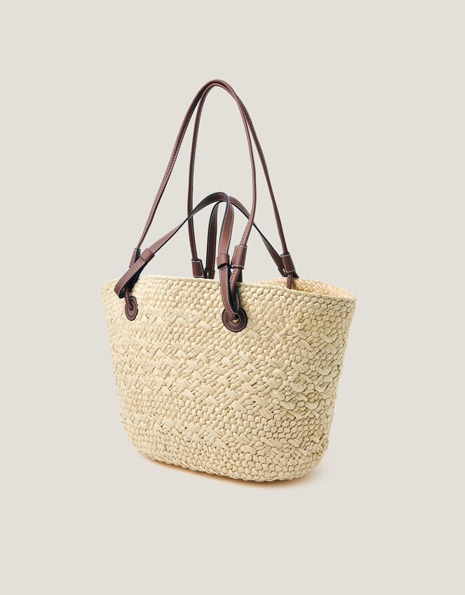 Yvie Woven Raffia Basket Bag, , large