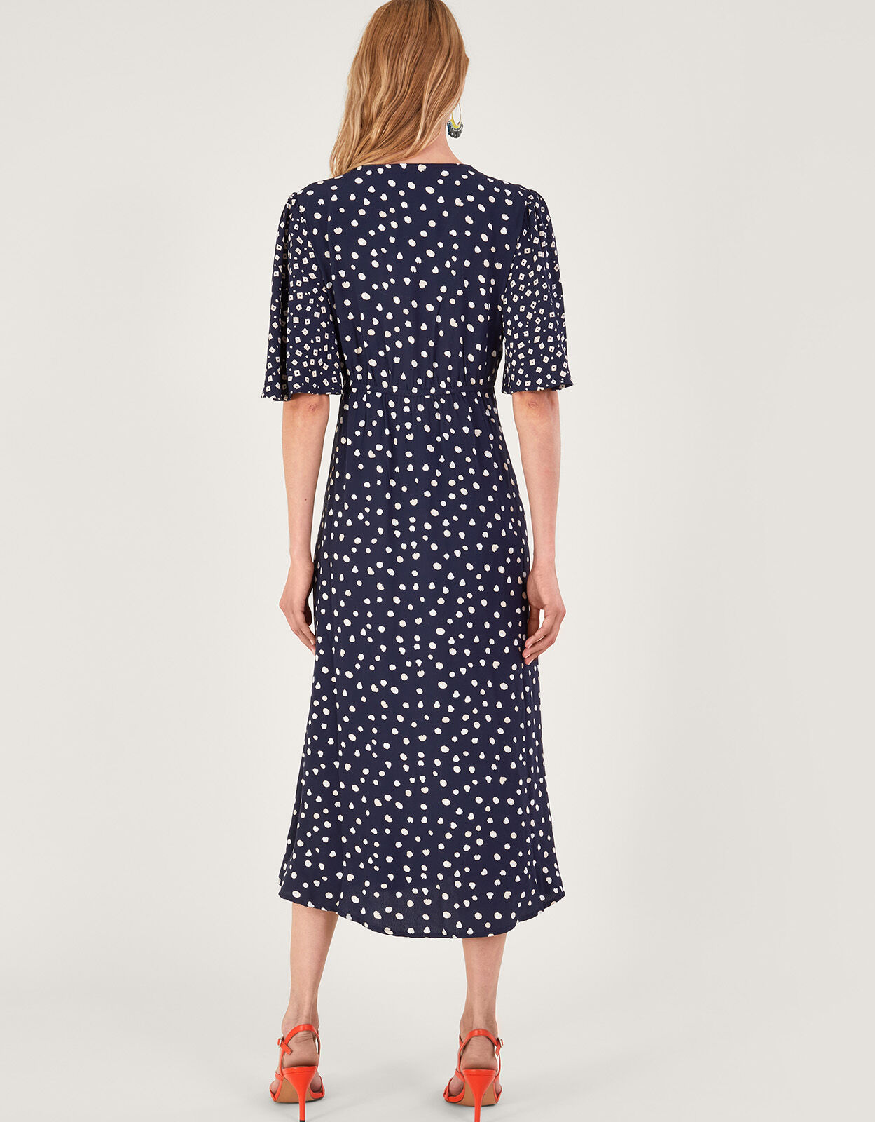 Monsoon blue polka dot dress sale