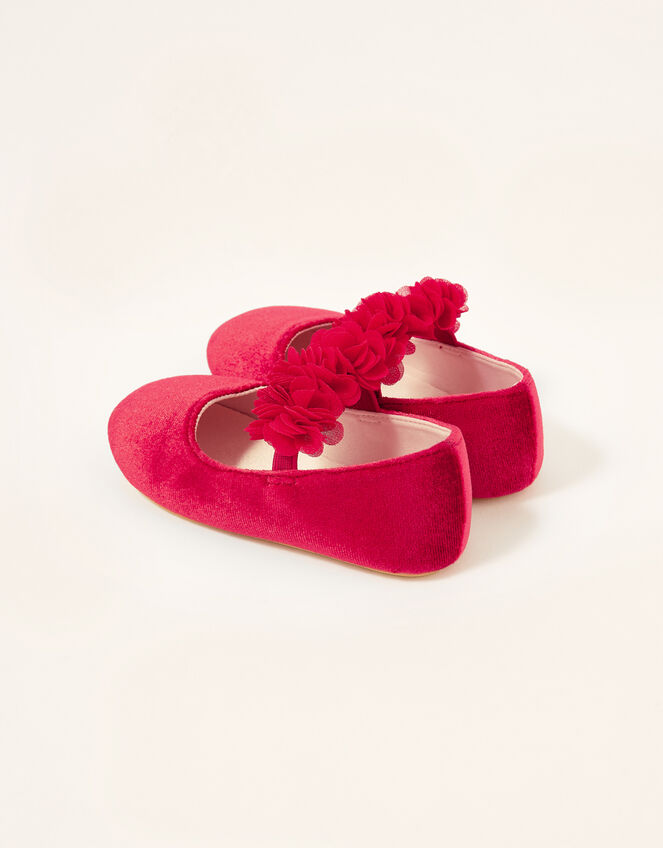 Corsage Velvet Walker Shoes, Red (RED), large