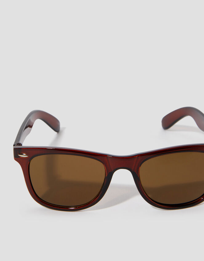 Flat Top Square Sunglasses, DARK BROWN, large