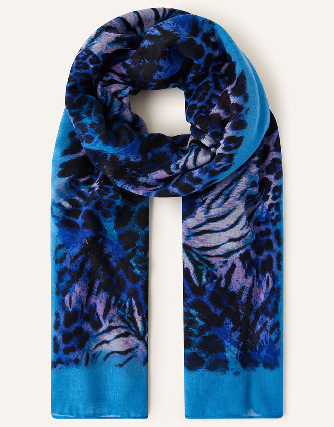 Animal Print Border Scarf, , large