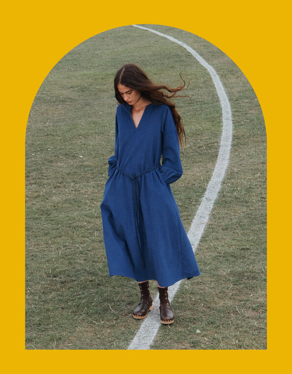 East Mahi Corduroy Midi Dress, Blue (BLUE), large