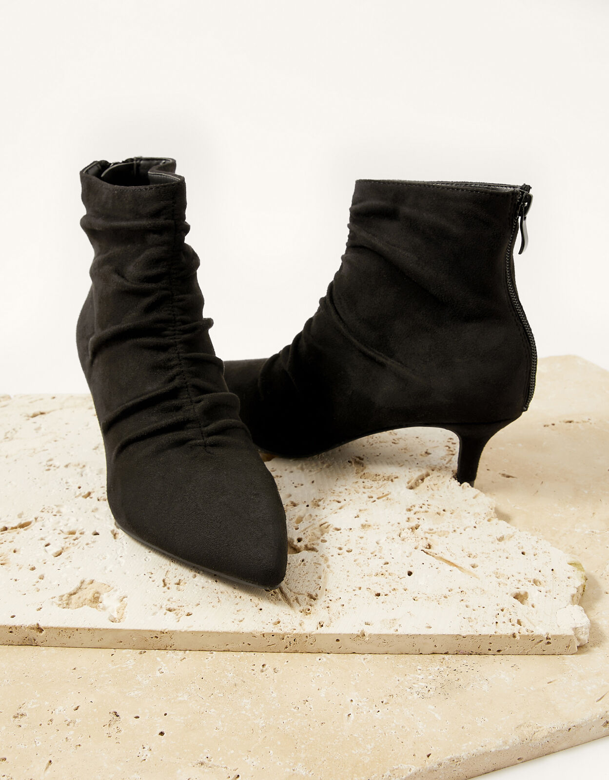 Black suede ruched ankle new arrivals boots