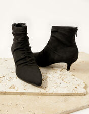 Ruched Ankle Boots, Black (BLACK), large