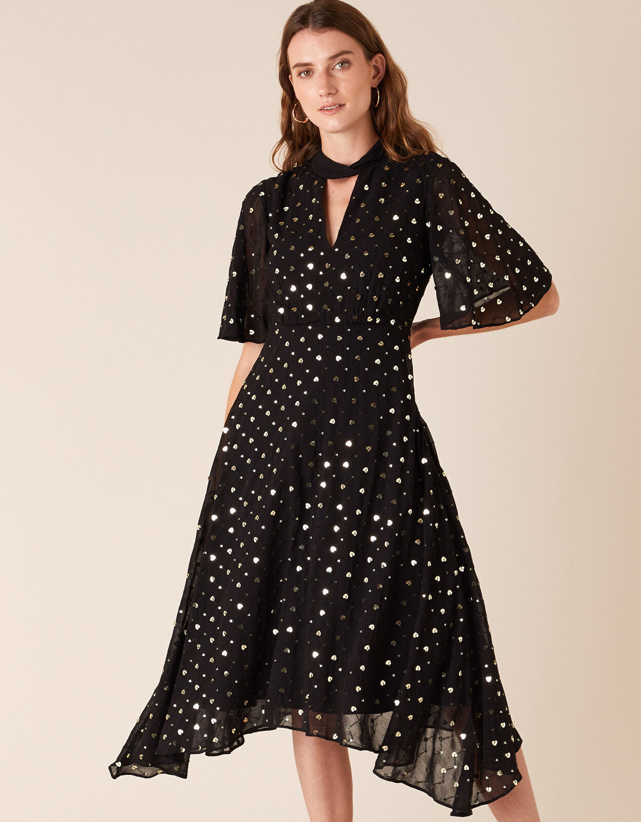 Sequin hearts black dress store