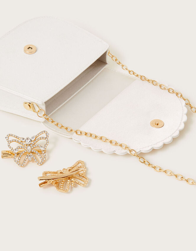 Natalia Scallop Butterfly Bag and Hair Clips Set, , large