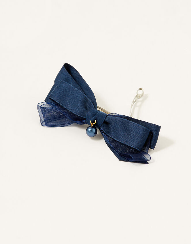 School Bow Barrette Clip, , large