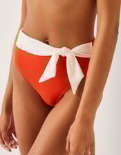 Sabrina Two Tone High Waist Bikini Bottoms, Orange (RUST), large