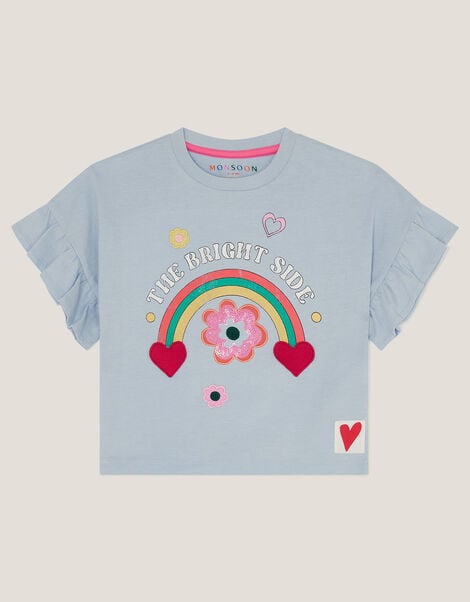 The Bright Side Frill T-Shirt, Blue (BLUE), large