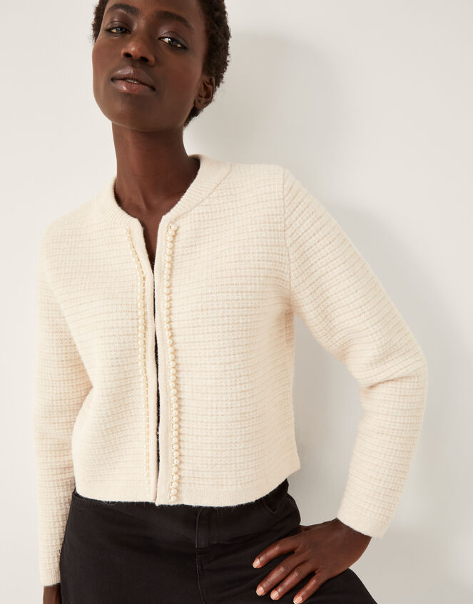Paula Pearl Embellished Cardigan, Ivory (IVORY), large