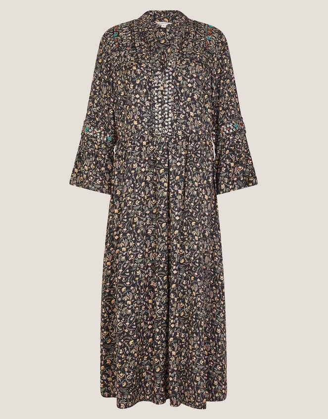 Harriet Floral Embellished Midi Dress, Black (BLACK), large
