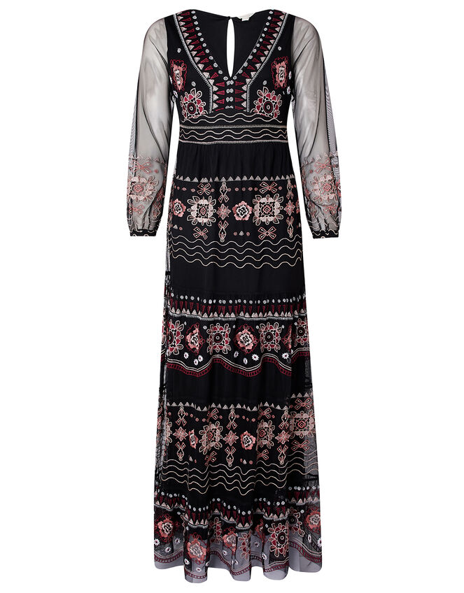 Atelier Heather Embroidered Maxi Dress, Black (BLACK), large