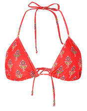 Floral Bikini Top with Recycled Polyester , Red (RED), large