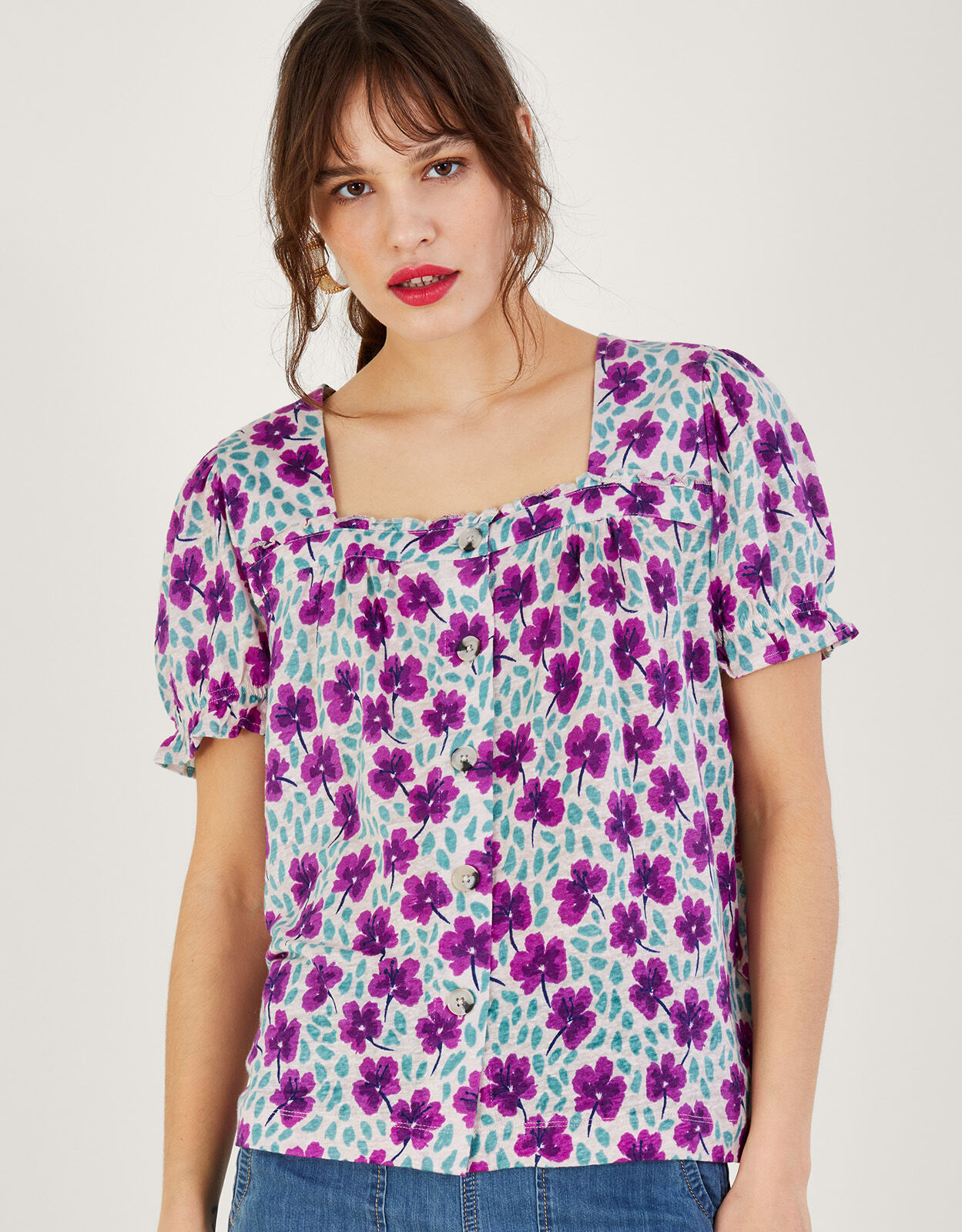 Monsoon beth linen top sales