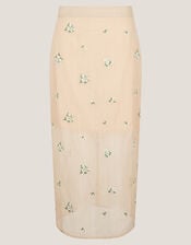 Sacha Embroidered Midi Skirt, Gold (GOLD), large