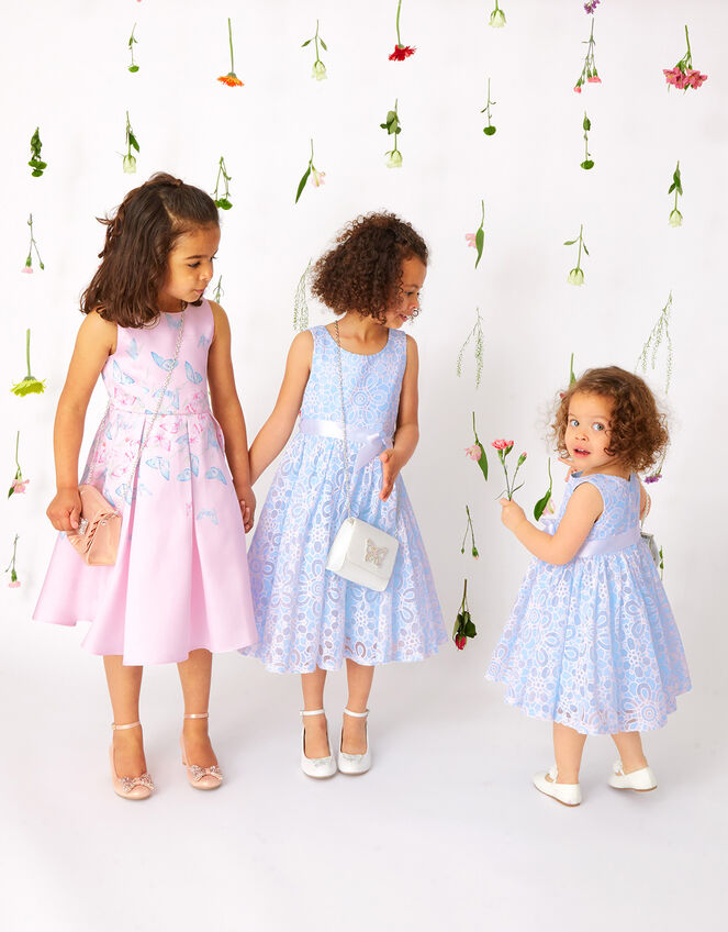 Flutter Butterfly Duchess Twill Dress, Pink (PINK), large