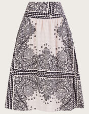 Scarf Print Poplin Skirt , Ivory (IVORY), large