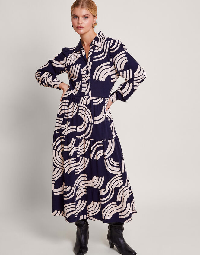 Nula Print Tier Dress, Blue (NAVY), large