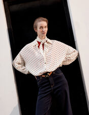 Esme Polka Dot Shirt & Scarf , Ivory (IVORY), large