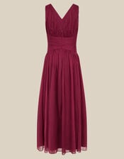 Nadine Crossover Chiffon Maxi Dress, Red (BURGUNDY), large