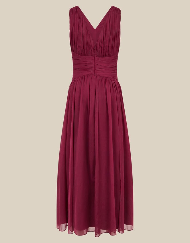 Nadine Crossover Chiffon Maxi Dress, Red (BURGUNDY), large