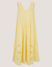Sunny Sleeveless Scallop Midi Dress, Yellow (YELLOW), large