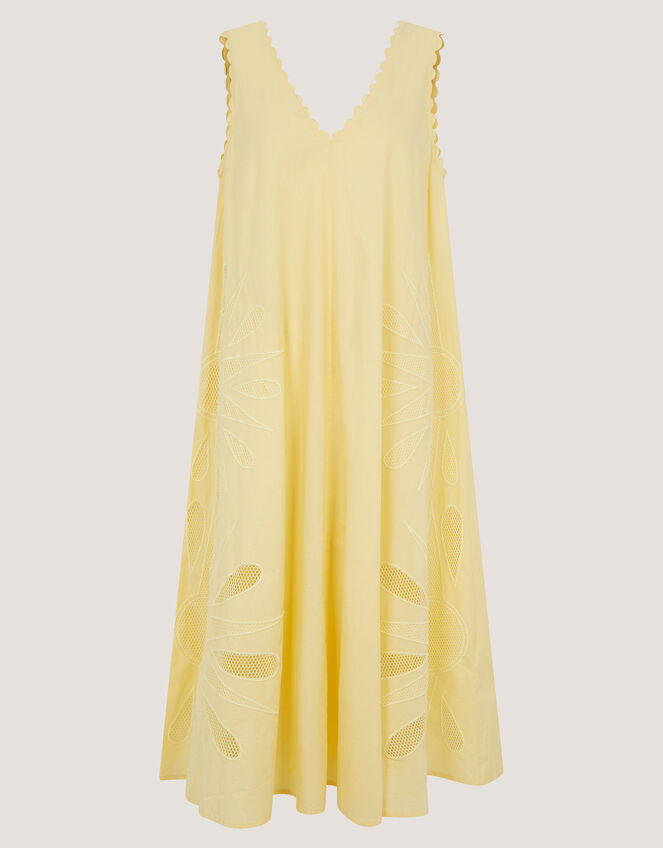 Sunny Sleeveless Scallop Midi Dress, Yellow (YELLOW), large
