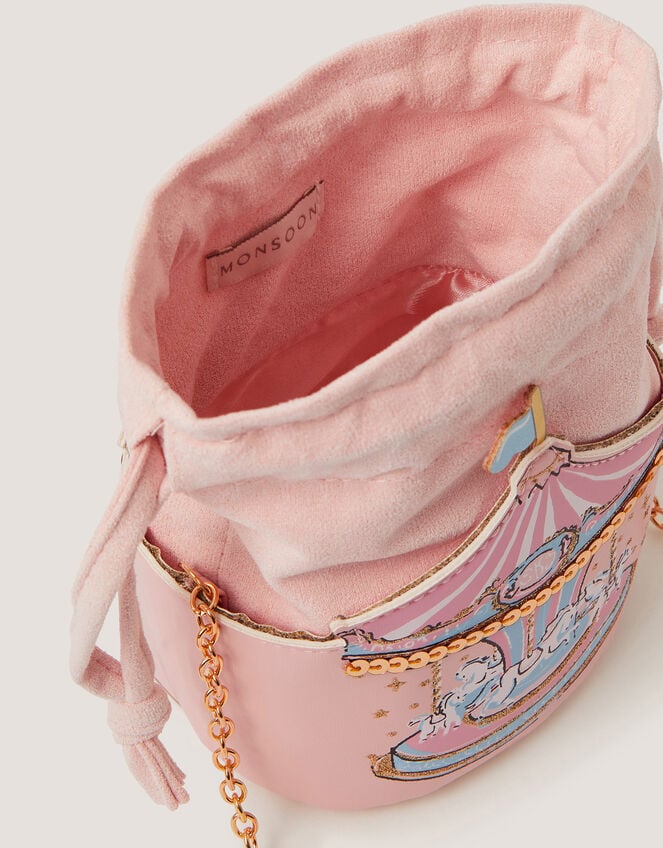 Carousel Print Drawstring Crossbody Bag, , large