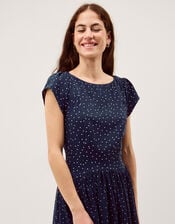 Caitie Polka Dot Midi Dress, Blue (NAVY), large