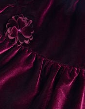 Baby Leila Corsage Velvet Party Dress, Purple (PURPLE), large