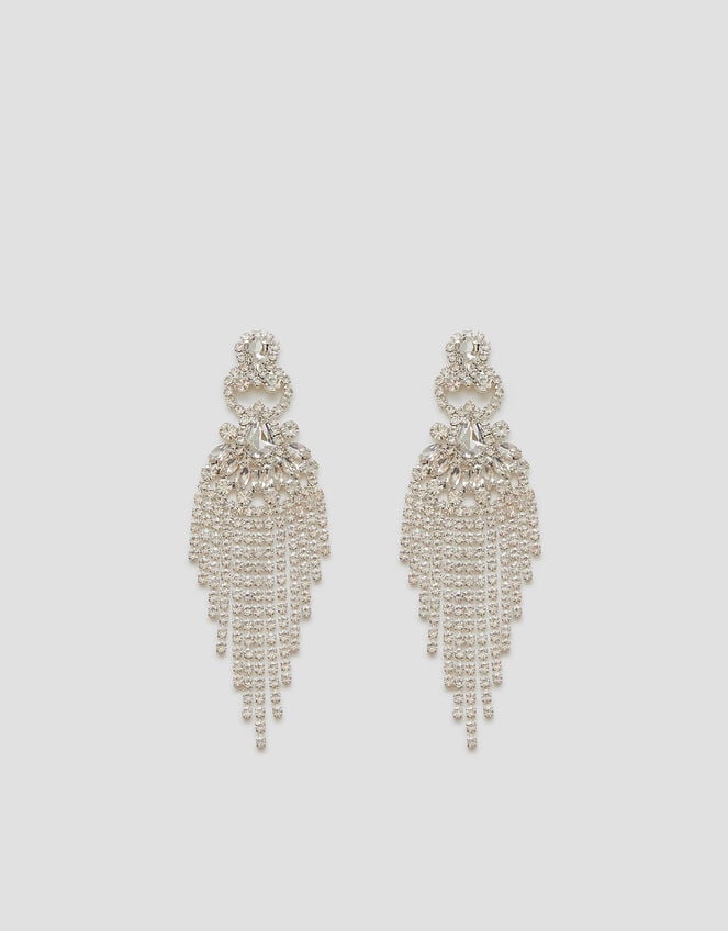 Crystal Diamante Fringe Drop Earrings, , large