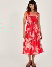 Palm Spot Print Midi Sundress, Red (RED), large