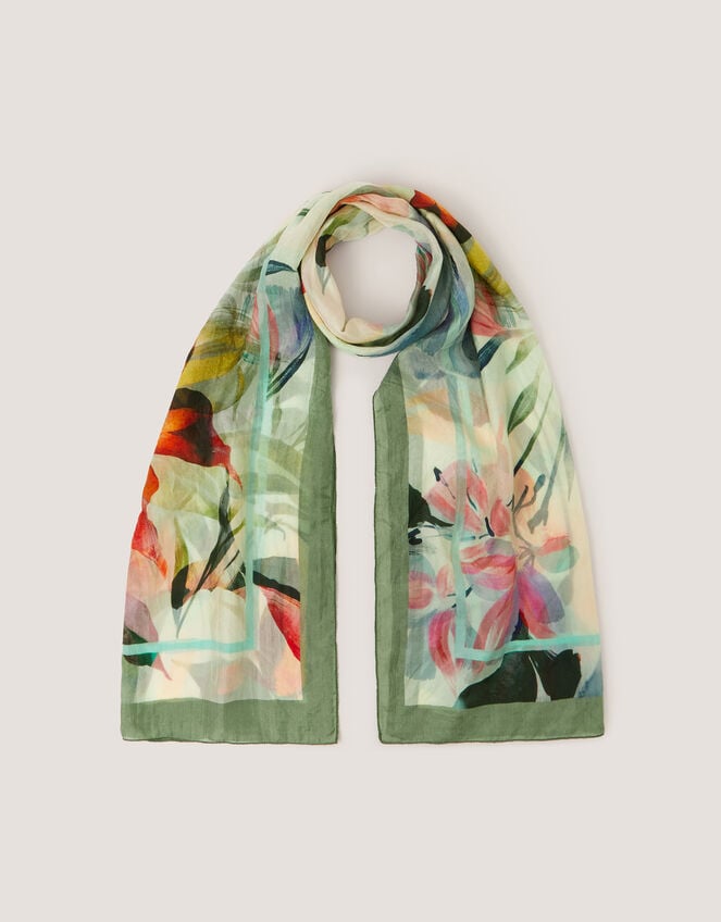 Aimee Lou Floral Square Silk Scarf, , large