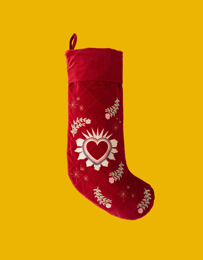 Elizabeth Scarlett Sacred Heart Velvet Stocking, , large