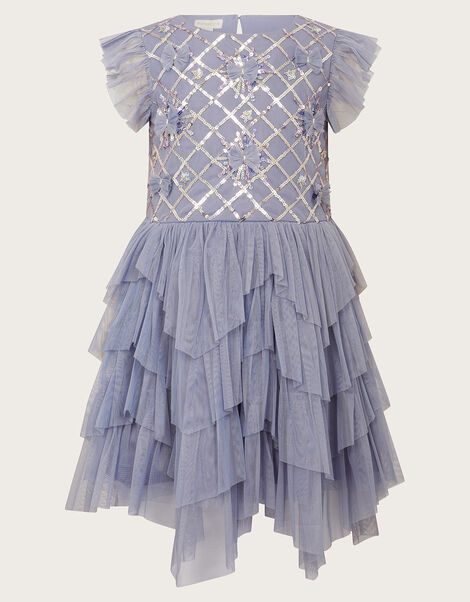 Sequin Bow Mesh Dress, Purple (LILAC), large