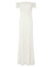 Sophie Lace Bardot Maxi Wedding Dress, Ivory (IVORY), large