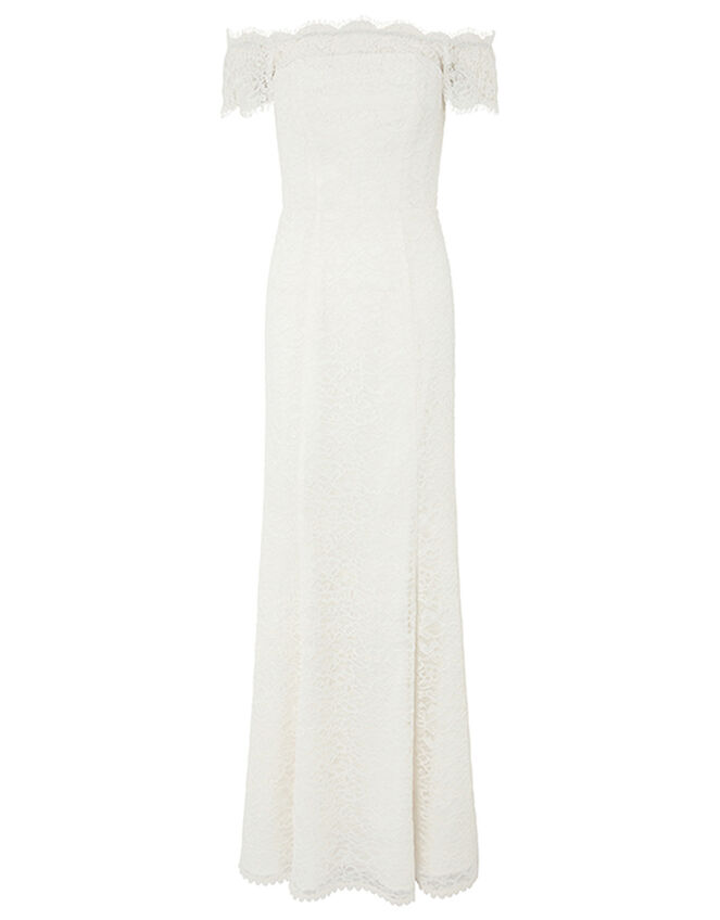 Sophie Lace Bardot Maxi Wedding Dress, Ivory (IVORY), large