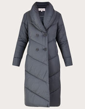 Clara Longline Padded Maxi Coat in Recycled Polyester, Grey (CHARCOAL), large