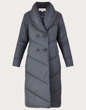 Clara Longline Padded Maxi Coat in Recycled Polyester, Grey (CHARCOAL), large