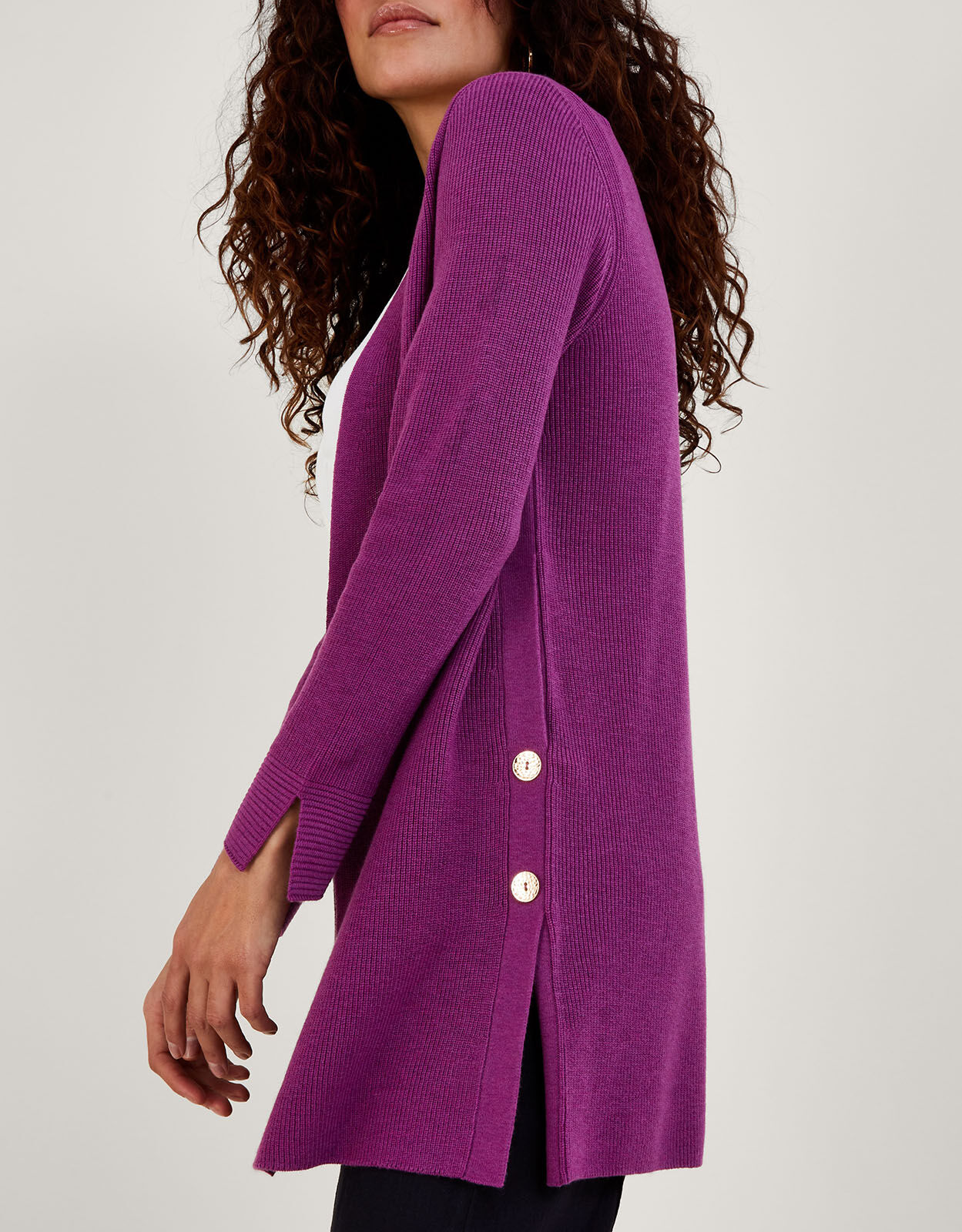 Button Detail Ribbed Longline Cardigan Cardigans Monsoon Global