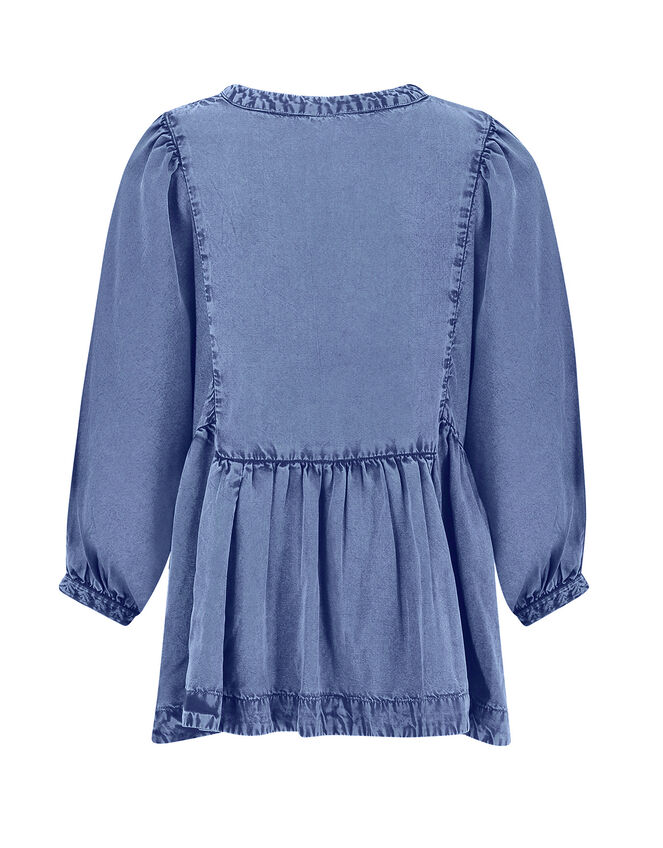 East Cinzia Tiered Denim Top, Blue (DENIM BLUE), large