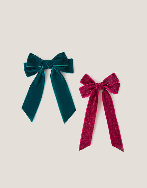 2-Pack Ribbon Bow Hair Clips, , large