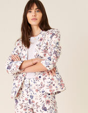 Floral Print Blazer, Ivory (IVORY), large