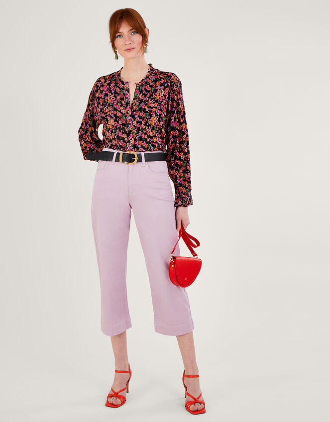 Ditsy Floral Pintuck Blouse in LENZING™ ECOVERO™, Orange (ORANGE), large