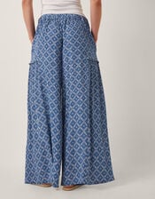 Rita Print Wide Leg Trousers, Blue (BLUE), large