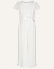 Lace Pleated Bridesmaid Jumpsuit, Ivory (IVORY), large