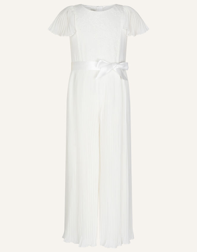 Lace Pleated Bridesmaid Jumpsuit, Ivory (IVORY), large